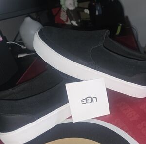 UGG Men's Black and White Slip-On Loafers